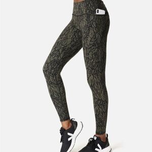 Sweaty Betty Leaf Patterned Green Full Length Power Leggings